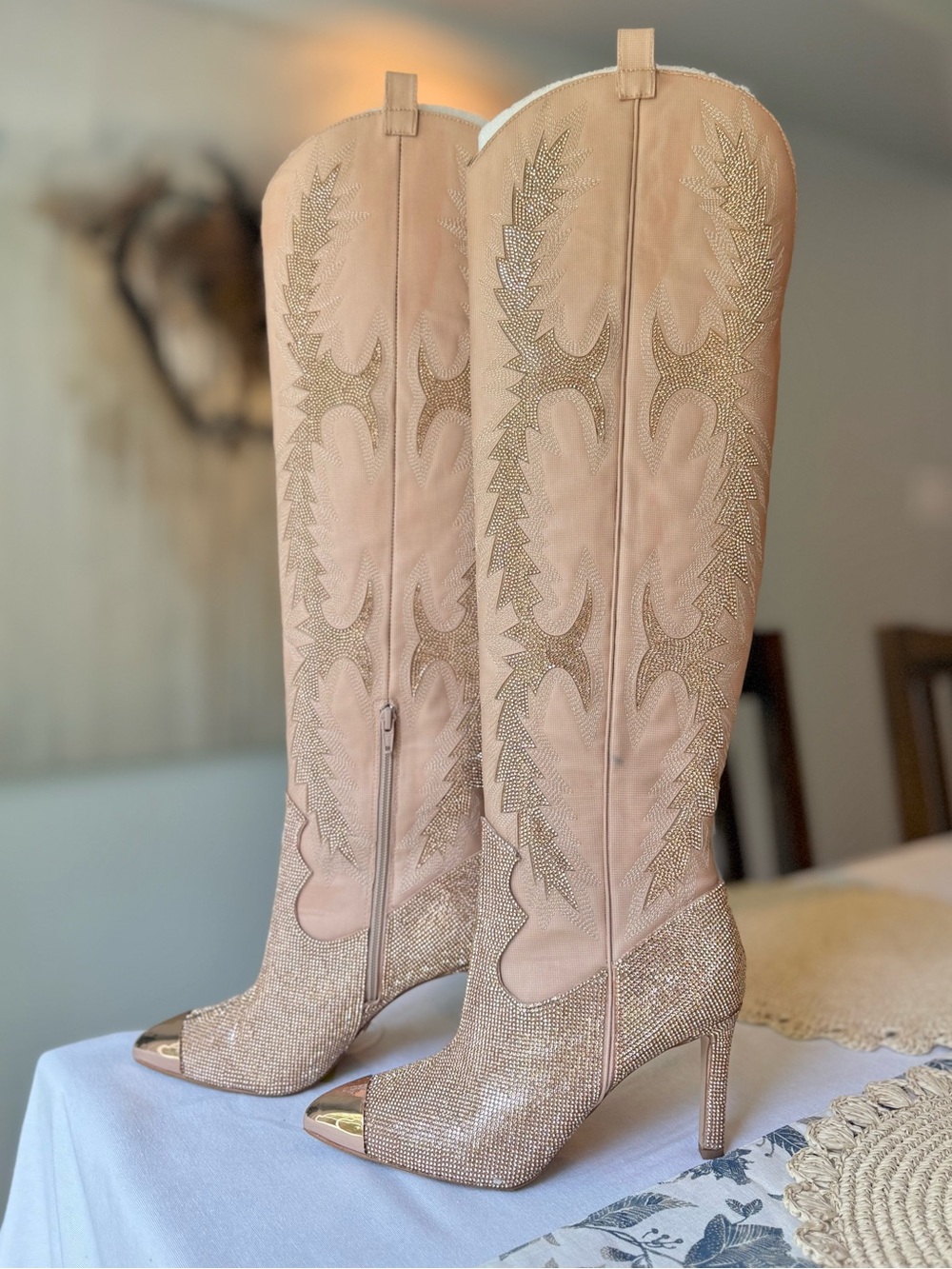 Gianni Bini PearlySand KatyannaTwo Over-the-Knee Rhinestone Embellishment Boots - Picture 3 of 12